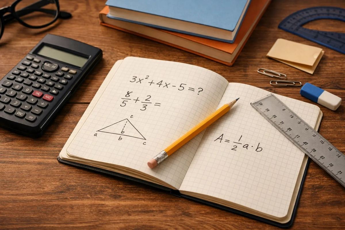 Kind arbeitet an Matheaufgaben am Schreibtisch – typische Anzeichen, dass ein Kind Mathe Nachhilfe braucht